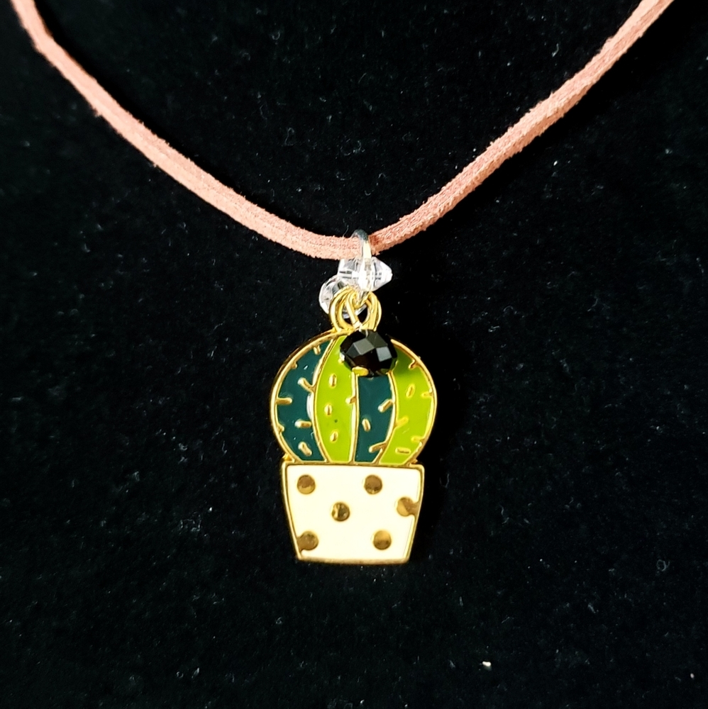 Cute Round Cactus Pendant Necklace